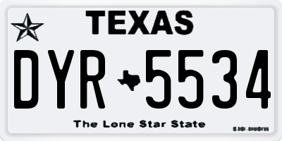 TX license plate DYR5534