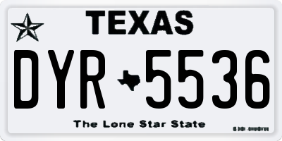 TX license plate DYR5536