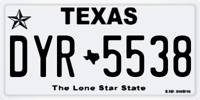 TX license plate DYR5538