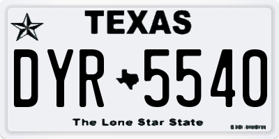 TX license plate DYR5540