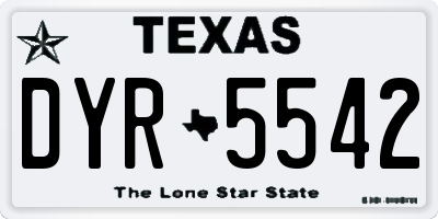 TX license plate DYR5542