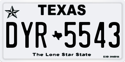 TX license plate DYR5543