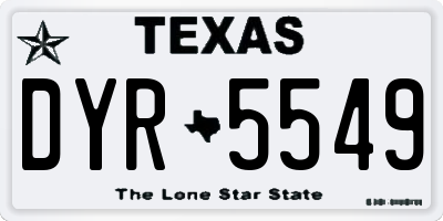 TX license plate DYR5549