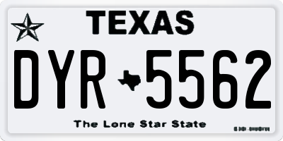 TX license plate DYR5562