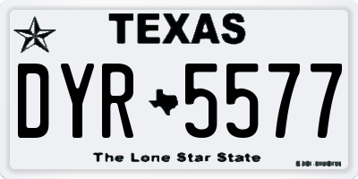 TX license plate DYR5577