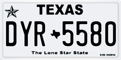 TX license plate DYR5580