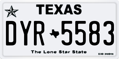 TX license plate DYR5583