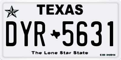 TX license plate DYR5631