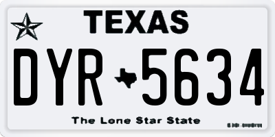 TX license plate DYR5634