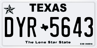 TX license plate DYR5643