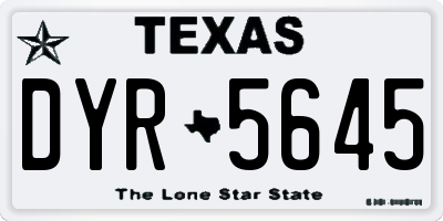 TX license plate DYR5645
