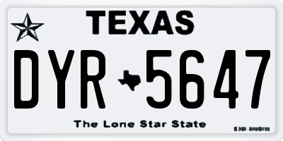 TX license plate DYR5647
