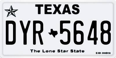 TX license plate DYR5648