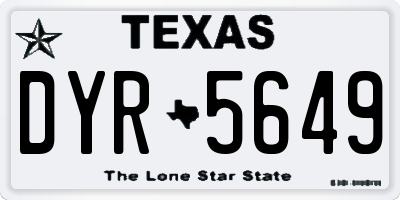 TX license plate DYR5649