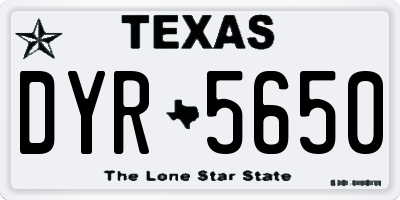 TX license plate DYR5650
