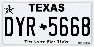 TX license plate DYR5668