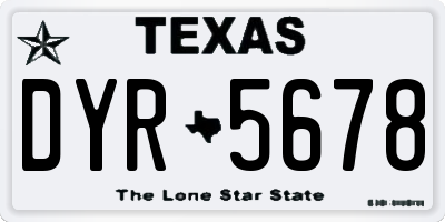 TX license plate DYR5678