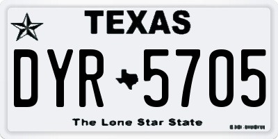 TX license plate DYR5705