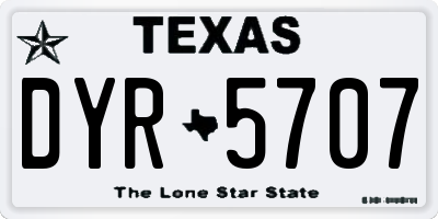 TX license plate DYR5707