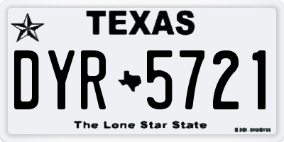 TX license plate DYR5721