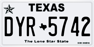 TX license plate DYR5742