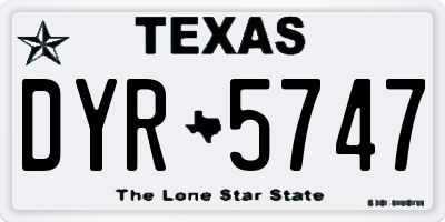 TX license plate DYR5747