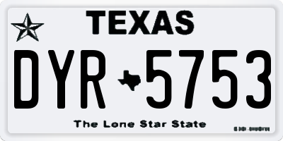 TX license plate DYR5753