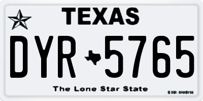 TX license plate DYR5765