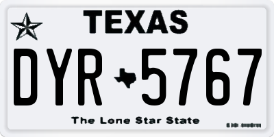 TX license plate DYR5767