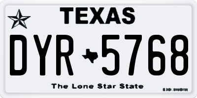 TX license plate DYR5768