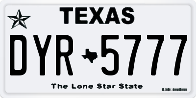 TX license plate DYR5777