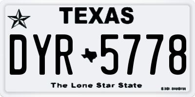 TX license plate DYR5778
