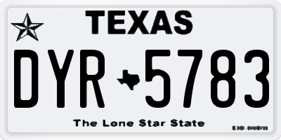 TX license plate DYR5783