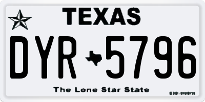 TX license plate DYR5796