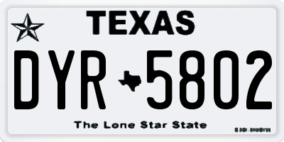 TX license plate DYR5802