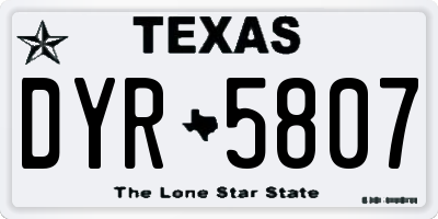 TX license plate DYR5807