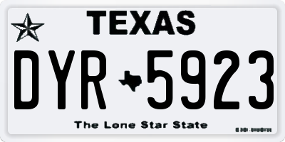 TX license plate DYR5923