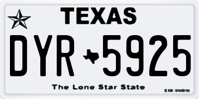 TX license plate DYR5925