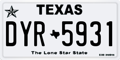 TX license plate DYR5931