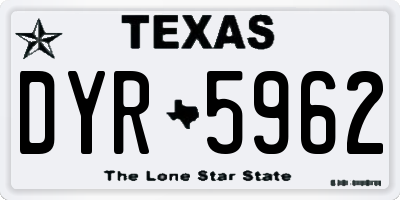 TX license plate DYR5962