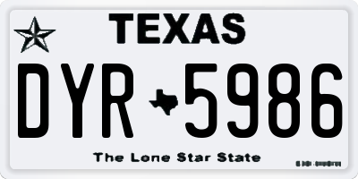 TX license plate DYR5986