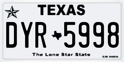 TX license plate DYR5998