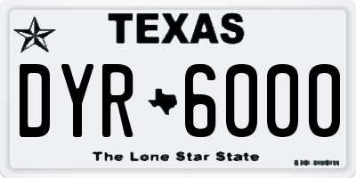 TX license plate DYR6000