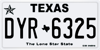 TX license plate DYR6325