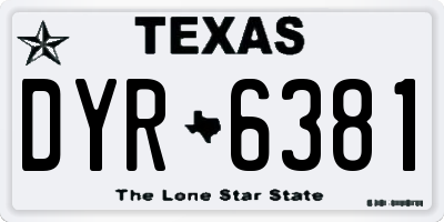 TX license plate DYR6381