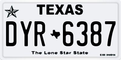 TX license plate DYR6387