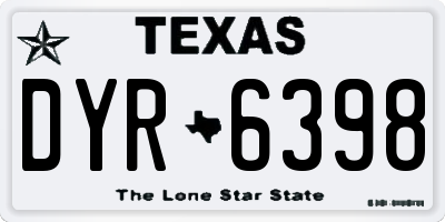 TX license plate DYR6398
