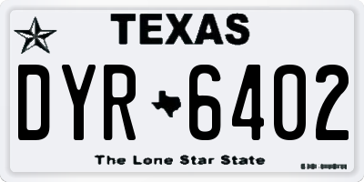 TX license plate DYR6402