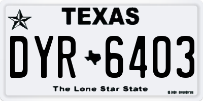TX license plate DYR6403