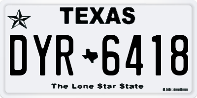 TX license plate DYR6418